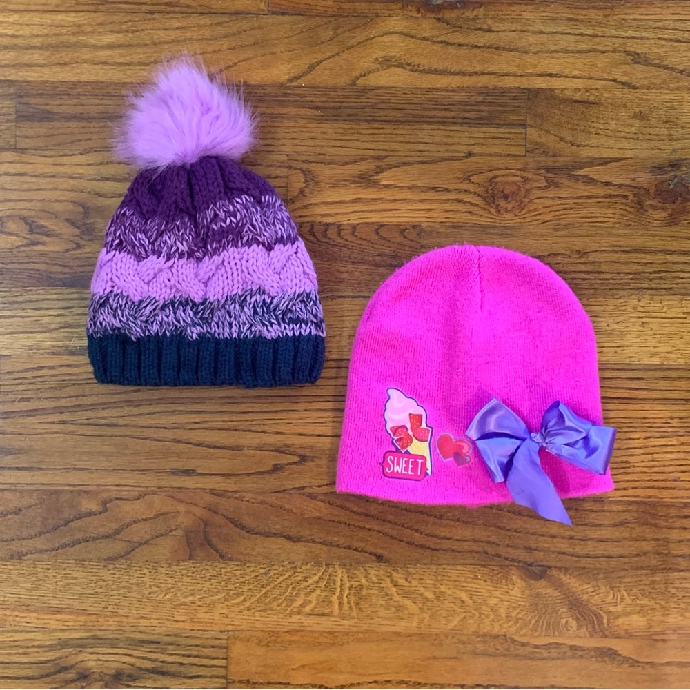 Girls Winter Hats Beanies JoJo Siwa girls' pink winter beanie hat w/ purple bow - Picture 6 of 11